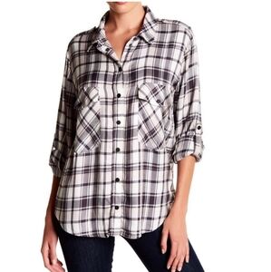 SANCTUARY Women’s Boyfriend Fit Plaid Shirt Size S